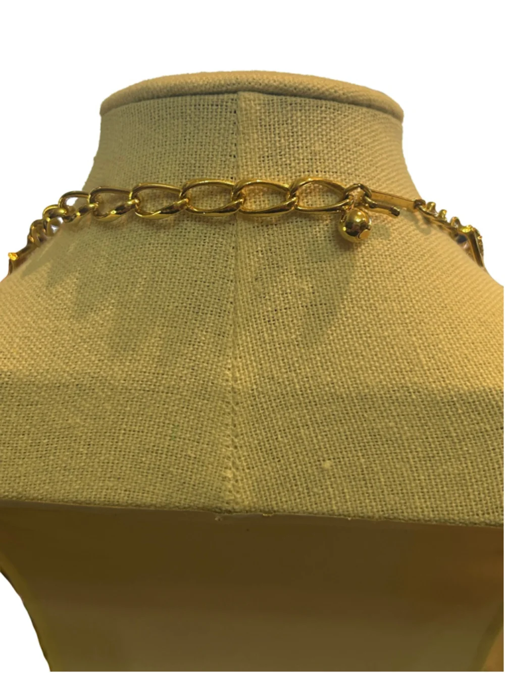 Women's Trifari Gold and Beige Leaf Link Necklace, 12 -16”